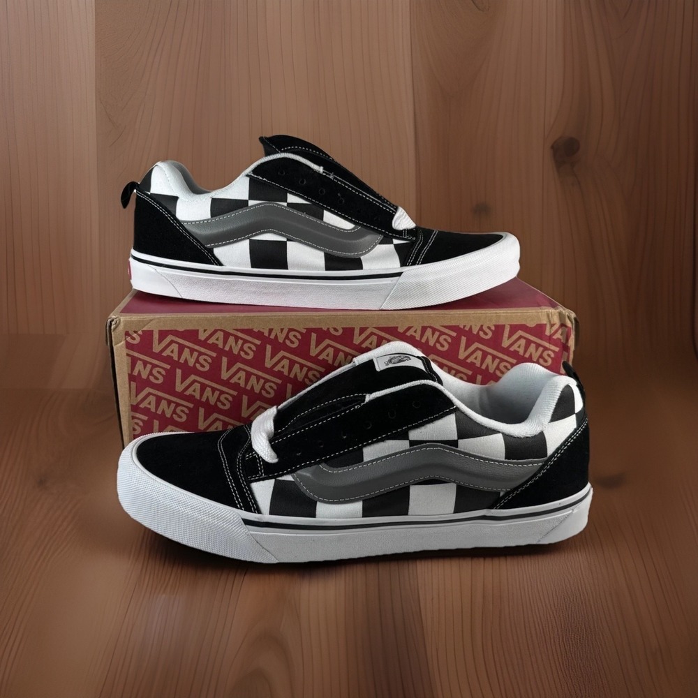 Vans Knu Skool Sneakers Mega Check Black/White VN0009QCCJJ Mens Size 11.5